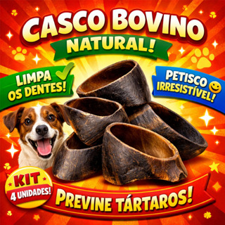 Mordedor Petisco Natural Casco Bovino para Cachorro Natty Chews (1, 2, 3 ou 4 Unidades Avulsas) em Oferta na Shopee