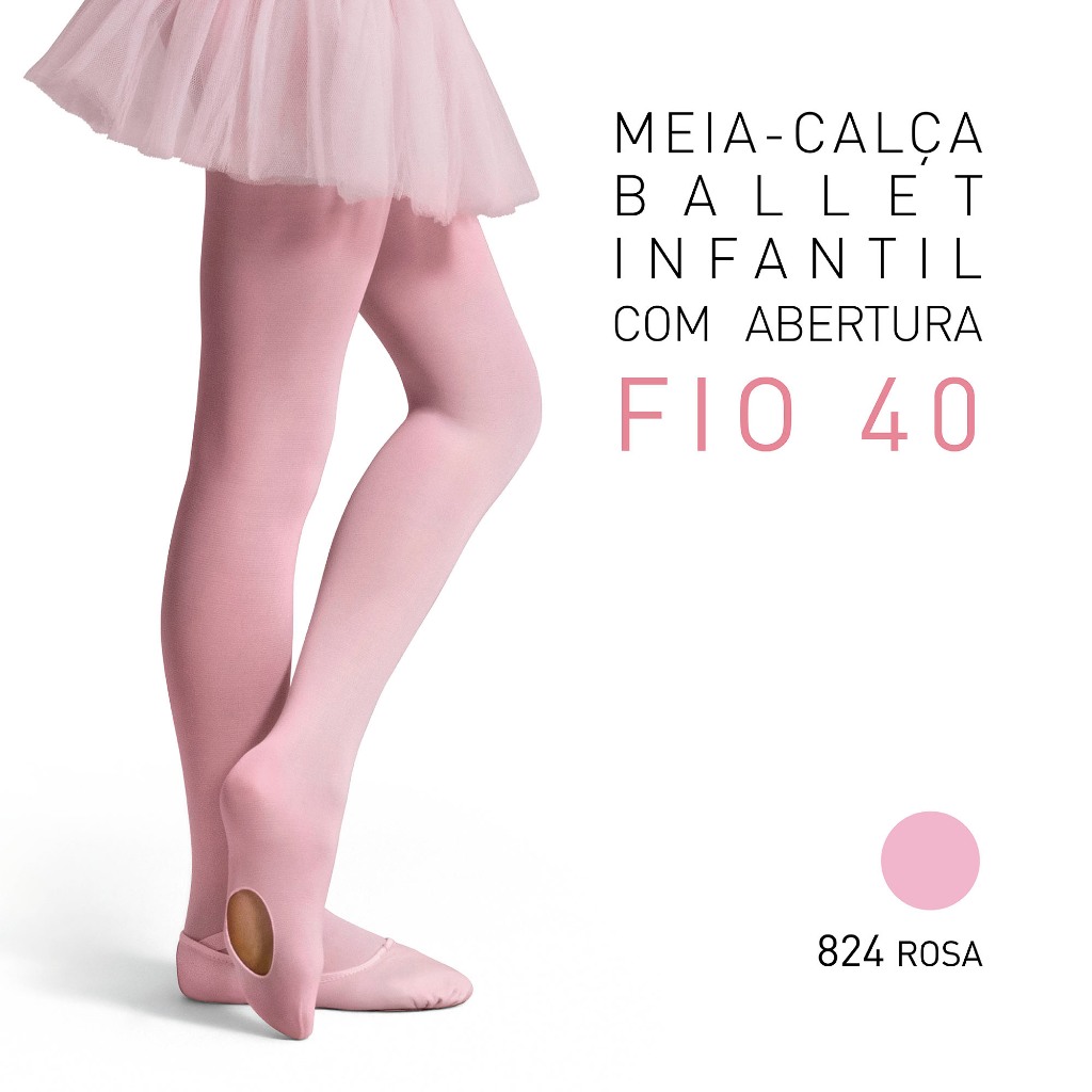 Meia Calça Ballet Infantil Fio 40 Selene com Abertura Alta Qualidade Jazz Dança Original