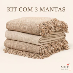 KIT 3 Manta Para Sofá Retrátil Luxo Gigante Decoração Ambiente Sala de Estar 210x120