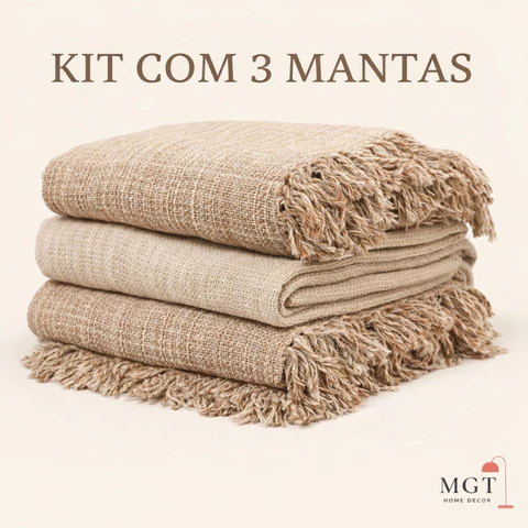 KIT 3 Manta Para Sofá Retrátil Luxo Gigante Decoração Ambiente Sala de Estar 210x120