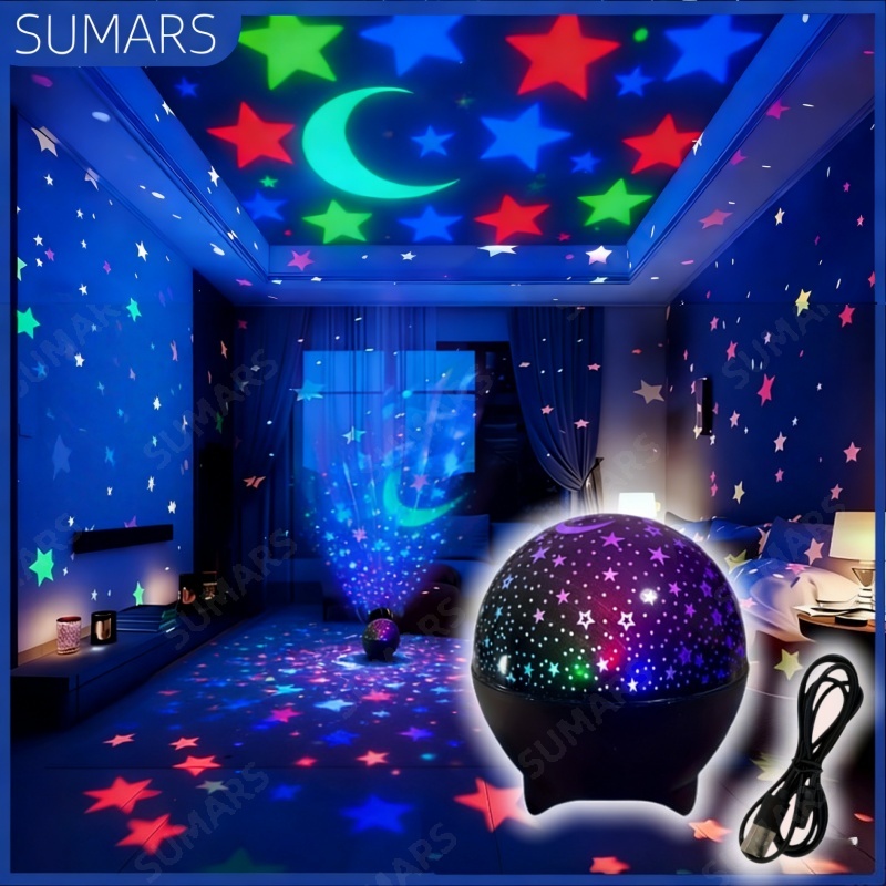 Luminária Projetor de Estrelas Galaxy USB Portátil Abajur Quarto Infantil Star Master em Oferta na Shopee