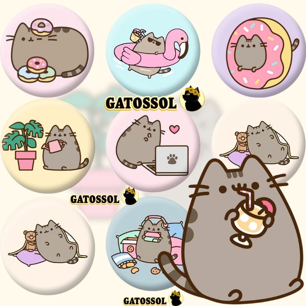 Bottons PUSHEEN GATO FOFO 4,5 cm - Bottom/botton - Boton  - Broche alfinete - Boton - Button - Pin - Botum