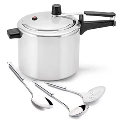 Panela de Pressão 4,5l Polida Panelux e Utensílios em Aço Inox 3 pçs