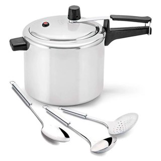 Panela de Pressão 4,5l Polida Panelux e Utensílios em Aço Inox 3 pçs