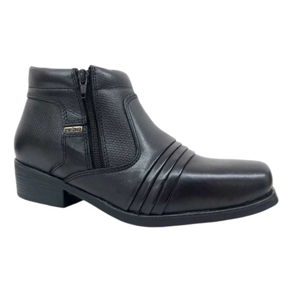 BOTINA ZEBU 60135 LT 01 PRETO - SALTO CARRAPETA E ZIPER - COURO LEGITIMO