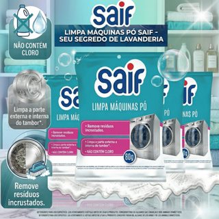 Limpa Máquina de Lavar Roupa Saif 80g - Sachê Pó Limpeza Profunda - Kit C/ 5, 3 e 1 Unidades em Oferta na Shopee
