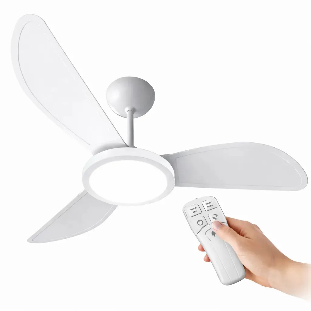 Ventilador De Teto 130W Com 3 Pás E Controle Remoto Phoenix + Lâmpada LED 3 Velocidades 127V Ou 220V