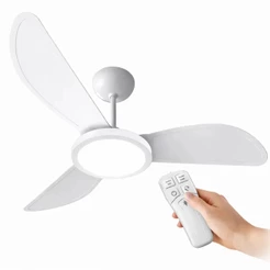 Ventilador De Teto 130W Com 3 Pás E Controle Remoto Phoenix + Lâmpada LED 3 Velocidades 127V Ou 220V