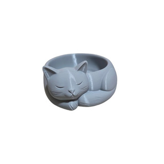 Tigela para Gato, Cinza, 15 cm, Pote de Ração e Água, Formato Fofo