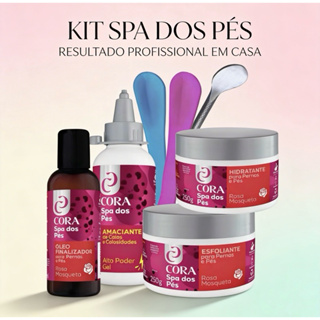 Kit Spa dos Pés Cora Amaciante Esfoliante Hidratante Óleo Finalizador Espátula Rosa Mosqueta em Oferta na Shopee