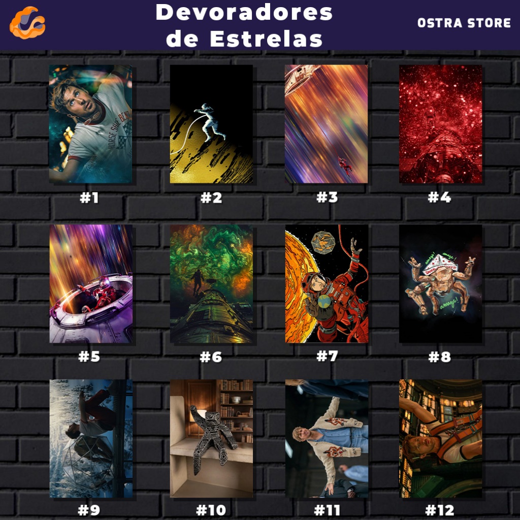 Devoradores de Estrelas 01 a 12 - Placa MDF & Quadro com Moldura - Project Hail Mary - Rocky - Grace