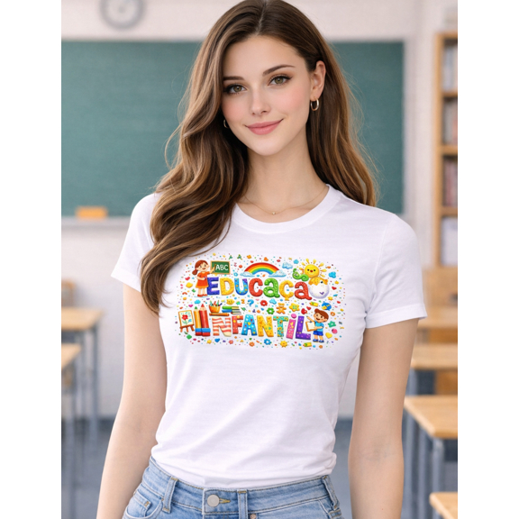 Camiseta Feminina confortavel para Professoras de Educação Infantil Orgulho de Educar Pedagoga Professora de Creche