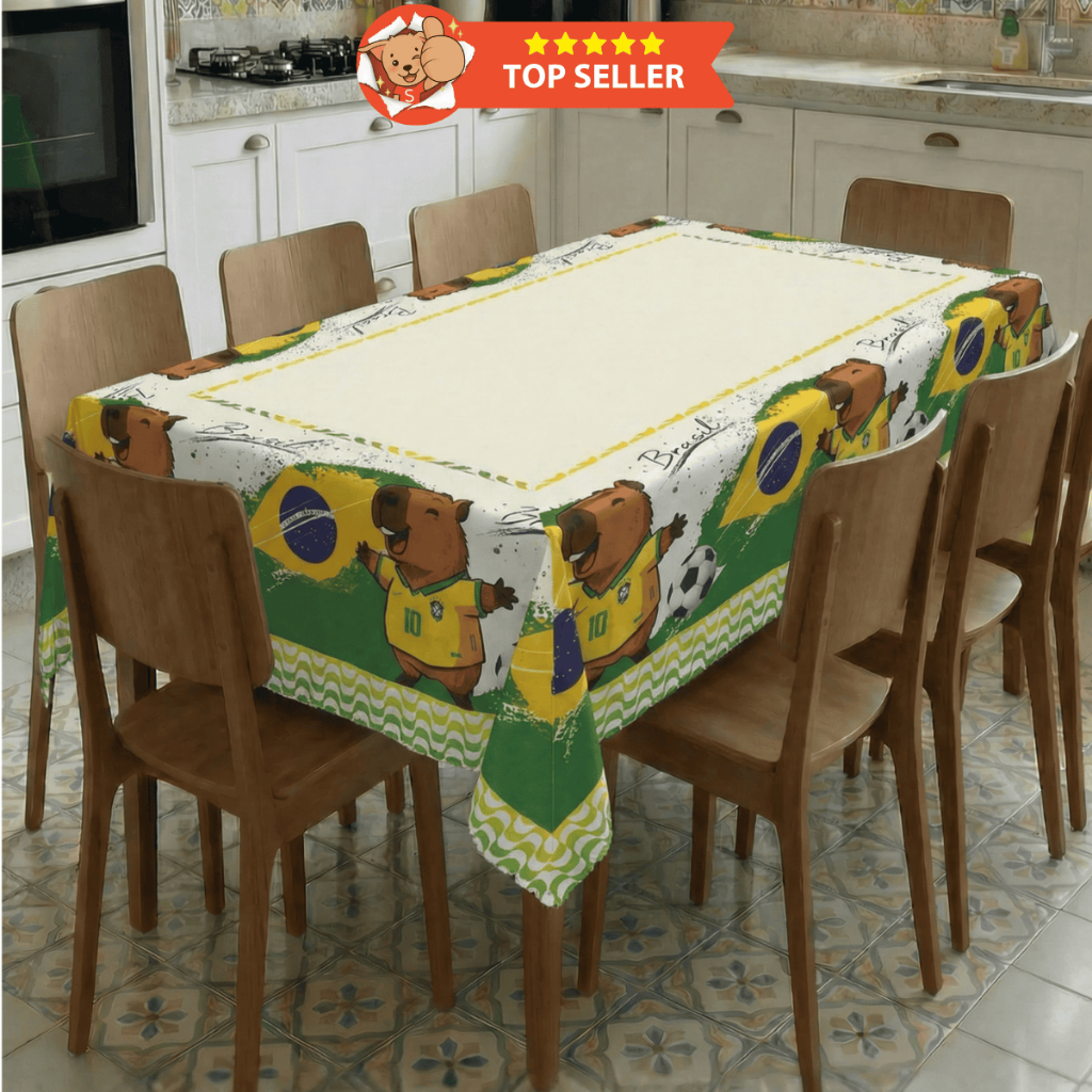 Toalha de Mesa BRASIL 8 Lugares Estampa Exclusiva Decorativa Mesa Posta Sala de Jantar Decorativa