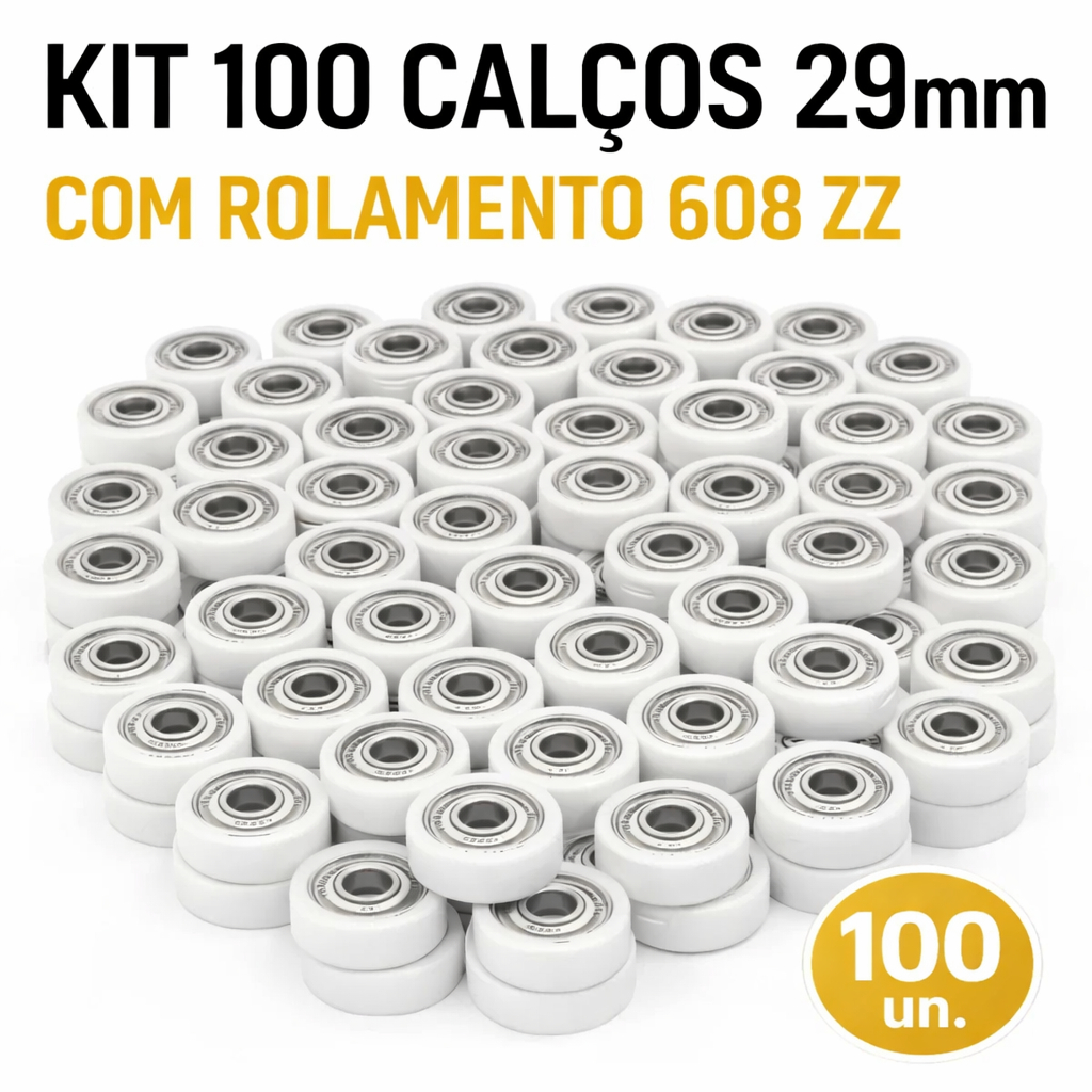 KIT 100 Rolamentos 608ZZ + Calço 29mm Ventilador Substitui Bucha