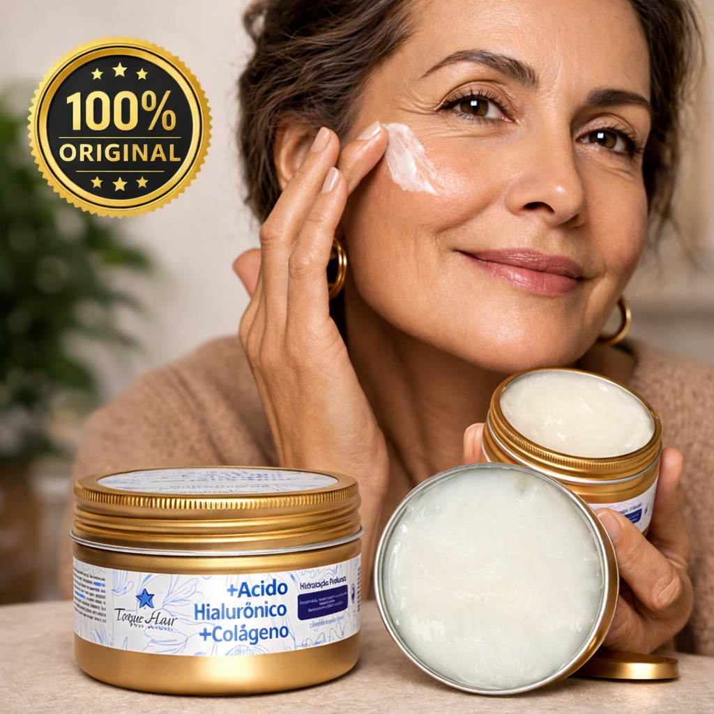 Creme facial acido hialuronico  + colageno anti rugas hidratação profunda linhas de expressão