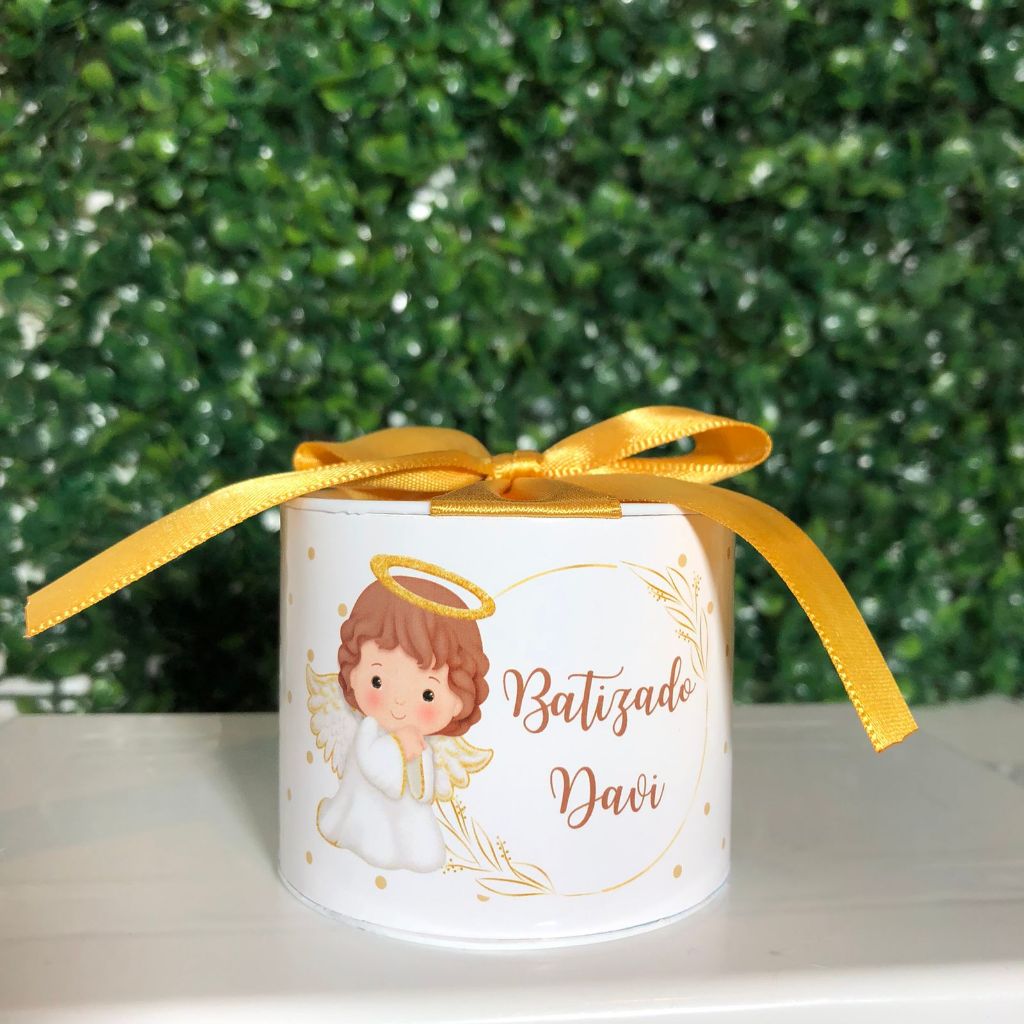 KIT TUBOLATAS PERSONALIZADAS - ANJINHO DOURADO BATIZADO - 5X6CM - LEMBRANCINHA - CHÁ DE BEBÊ - ANIVERSÁRIO - MATERNIDADE