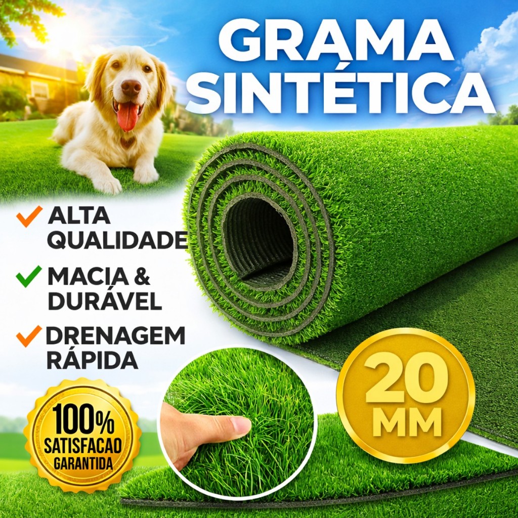 25m² Grama Sintética 20mm Decorativa Esportiva + Grama Artificial Jardim Preço Imperdível