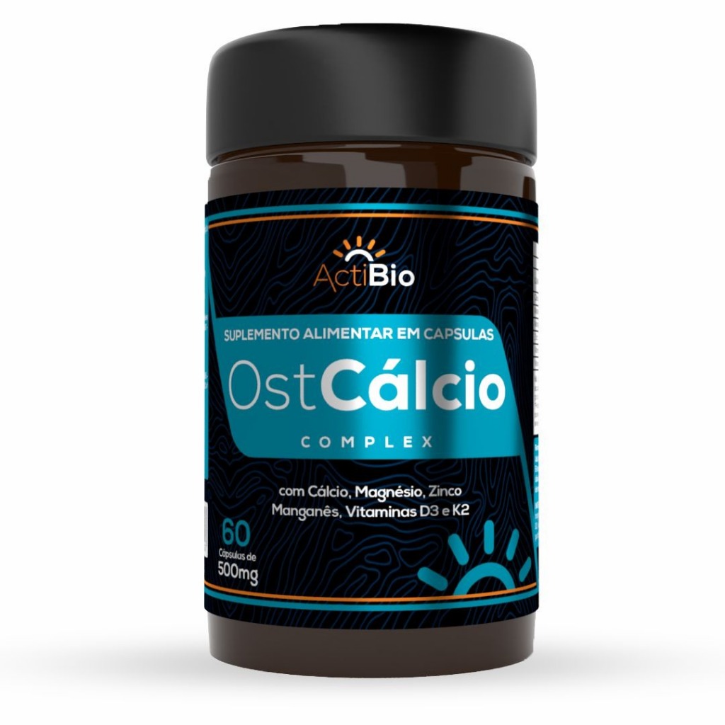 Ostcálcio Complexo - Cálcio, Magnésio, Zinco, Manganês - 60 cápsulas Actibio