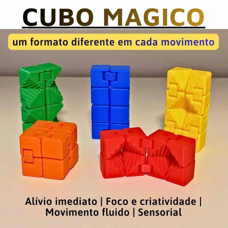 Cubo Mágico Infinito Triangular Fidget Toy Anti Estresse Ansiedade Sensorial TDAH Autismo Articulado Portátil