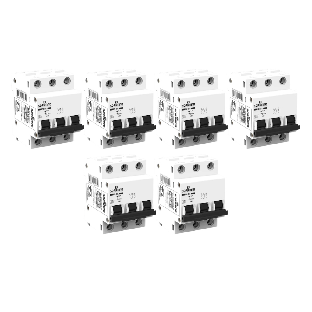 Kit 6 Disjuntor Residencial Shb3 GII GIII Tripolar Soprano 6A 10A 16A 20A 25A 32A 40A 50A 63A 70A
