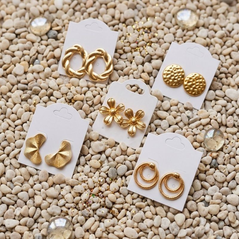 Brincos Médios Dourado e Prateado - Redondo, Argola, Flor - Brinco Delicado Moda Feminina