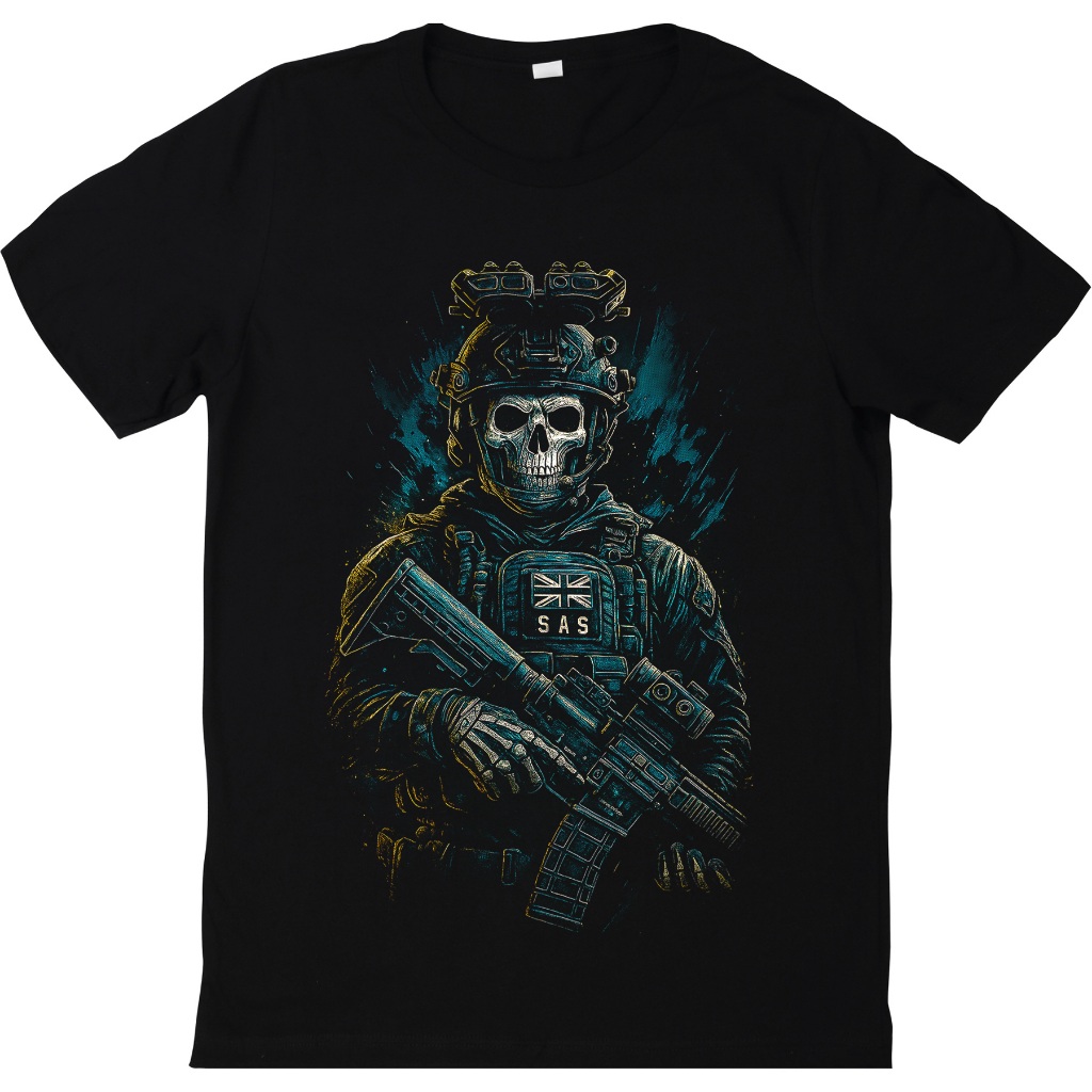Camiseta Ghost Call of Duty SAS Militar | Blusa Unissex Camisa 100% Algodão Premium