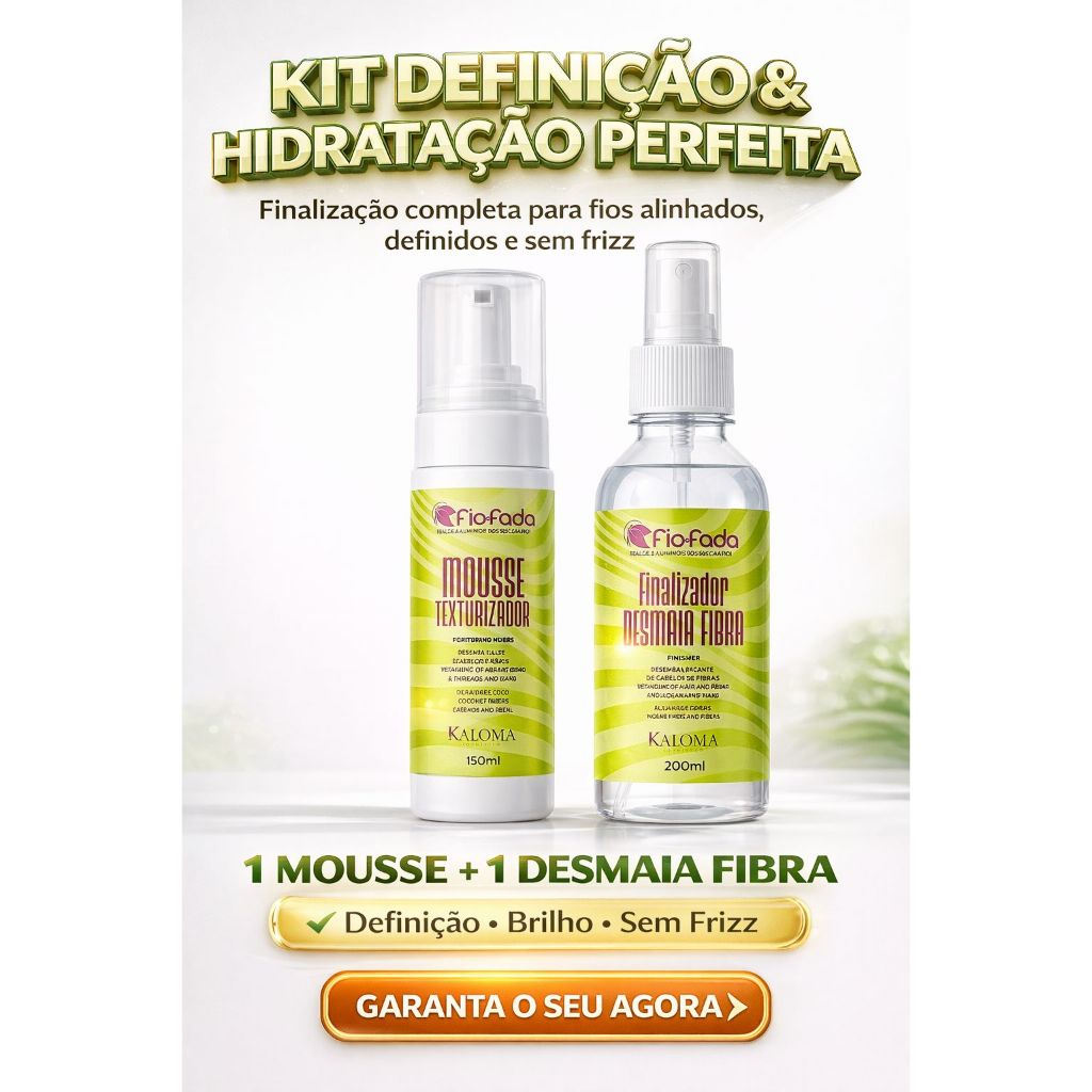 Kit Mousse 150ml + Desmaia Fibra Fio de Fada 200ml Acabamento para Tranças e Penteados