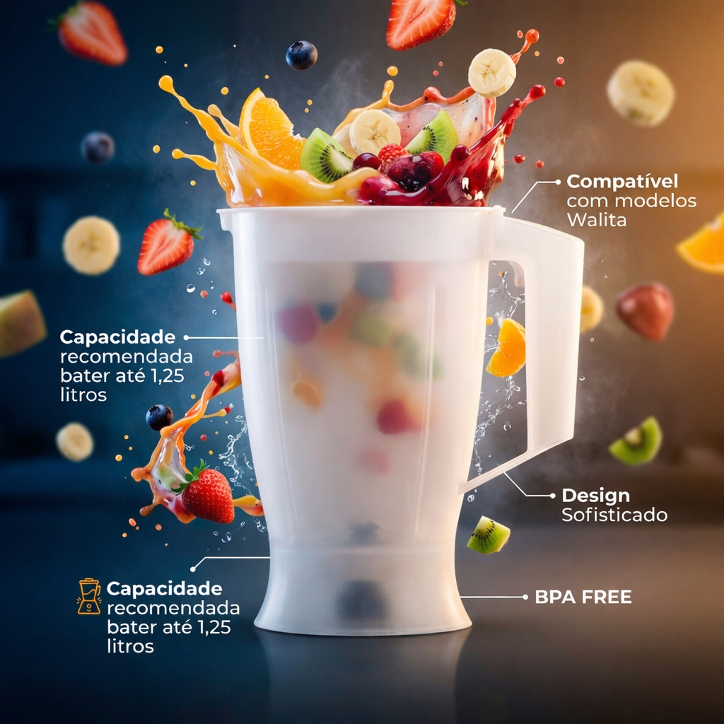 Copo Liquidificador Walita Liqart Liqmais Confort Cristal + Tampa 2049 Jarra Liquidificador Walita