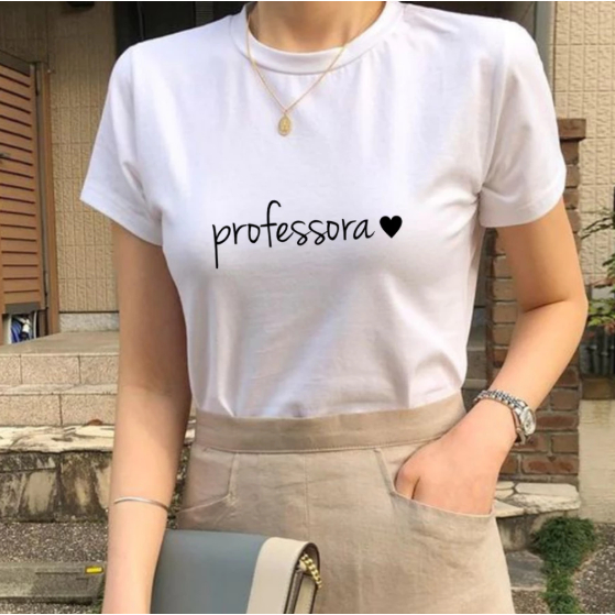 Camiseta Professora Feminina Profissão T Shirt Com Professora Pedagogia 100% Algodão Estampado
