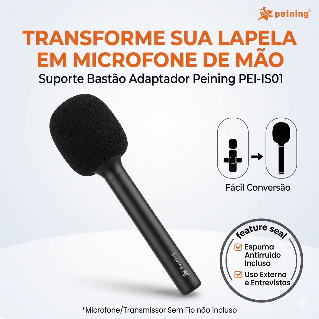 uporte Bastão para Microfone Lapela + Espuma
