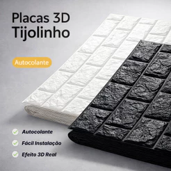 Kit 10 Peças Painel 3D Tijolo Alto Relevo Autocolante 70X77 cm