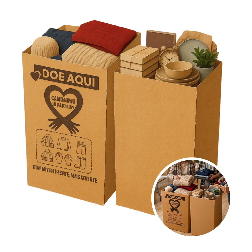 1 Caixa de Papelão para Campanha de Agasalho Doações Armazenamento e organização 50x50x90 CM.