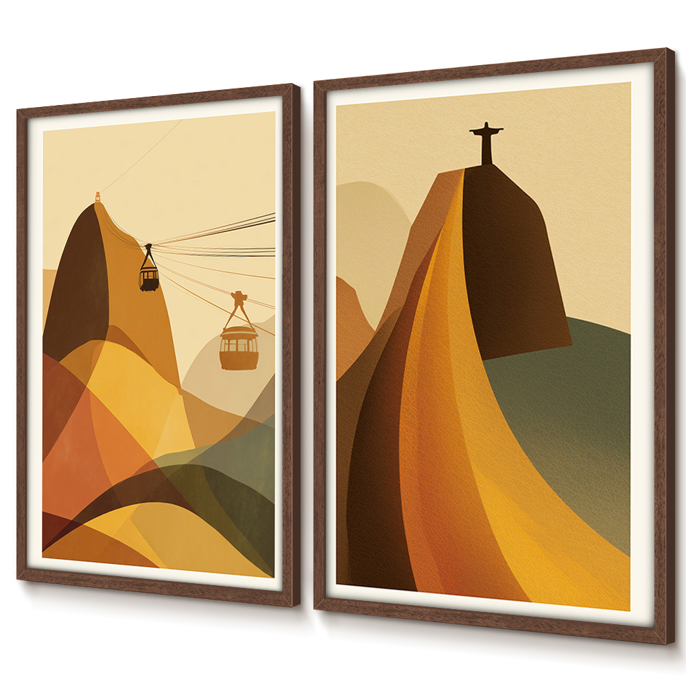 Quadro Brasilidades Rio De Janeiro Quadro Com Moldura Kit 2 Quadros Decorativos Cristo Redentor · foto 2