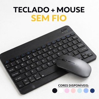 Kit Teclado e Mouse Sem Fio Bluetooth Ultrafino Portátil Recarregável Celular Notebook Co…