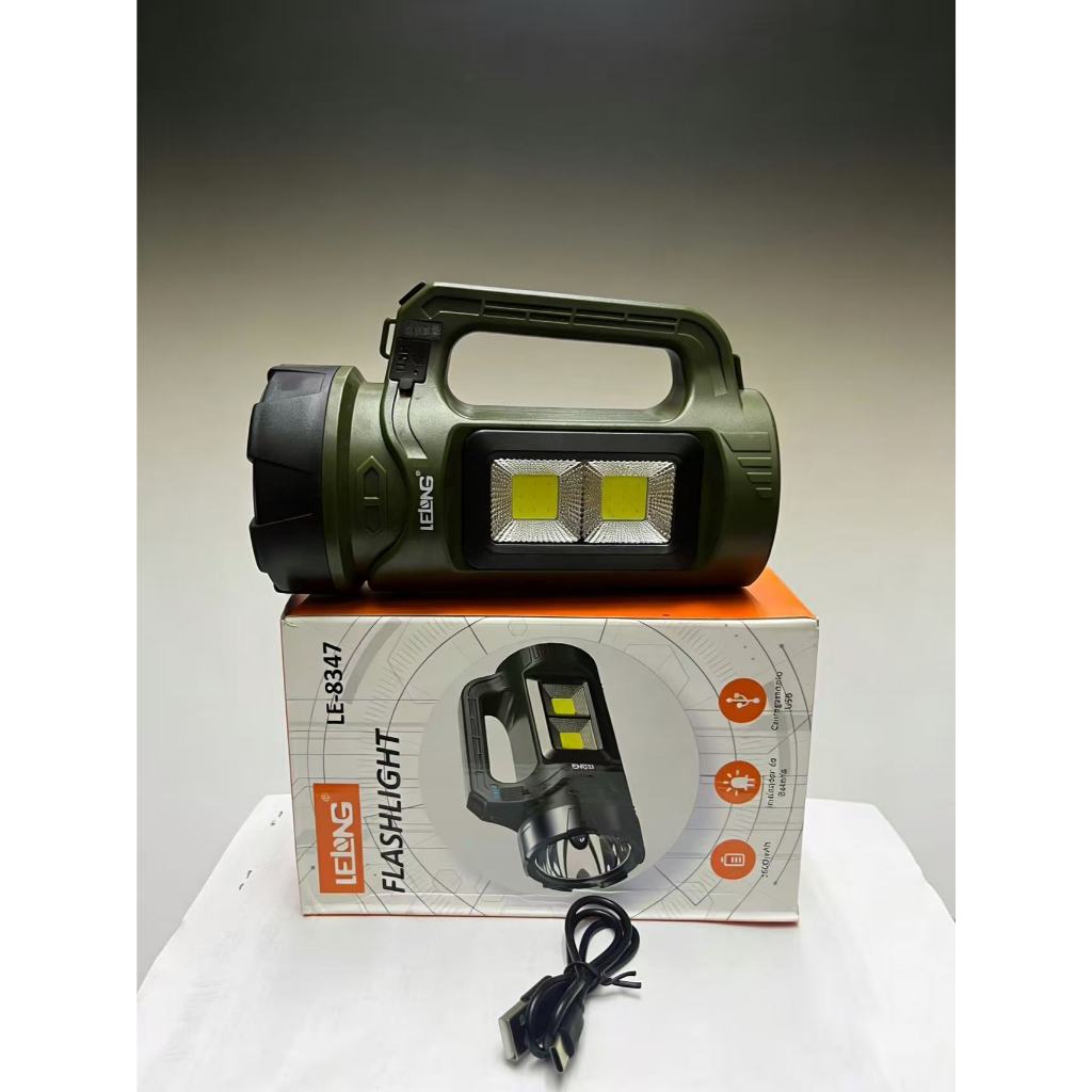 Lanterna Recarregável Solar LE-8347, Lanterna de Mão LED de Alto Brilho com COB, 1600mAh, para Camping, Emergência
