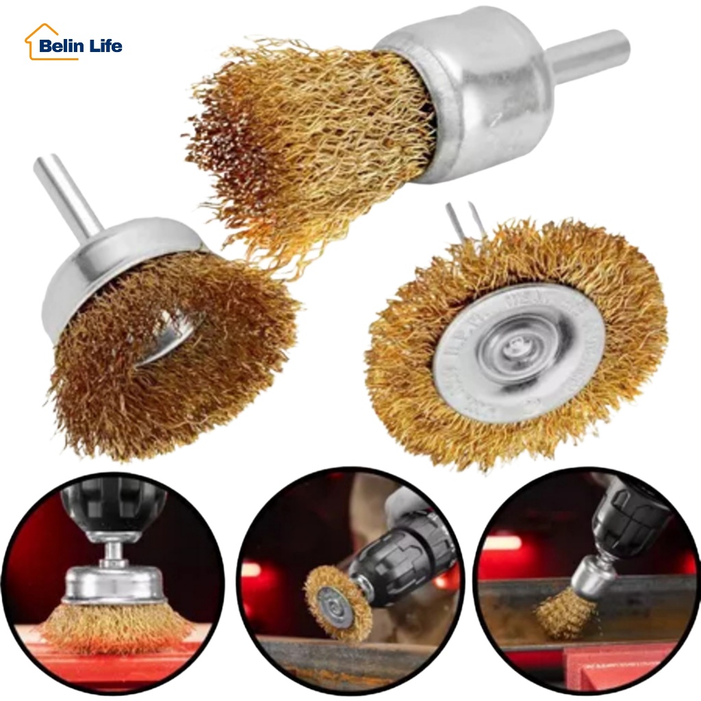 Kit 3 Escovas de Aço Circular p/ Furadeira e Parafusadeira Limpeza de Ferrugem Luatek LWJ-1995 em Oferta na Shopee