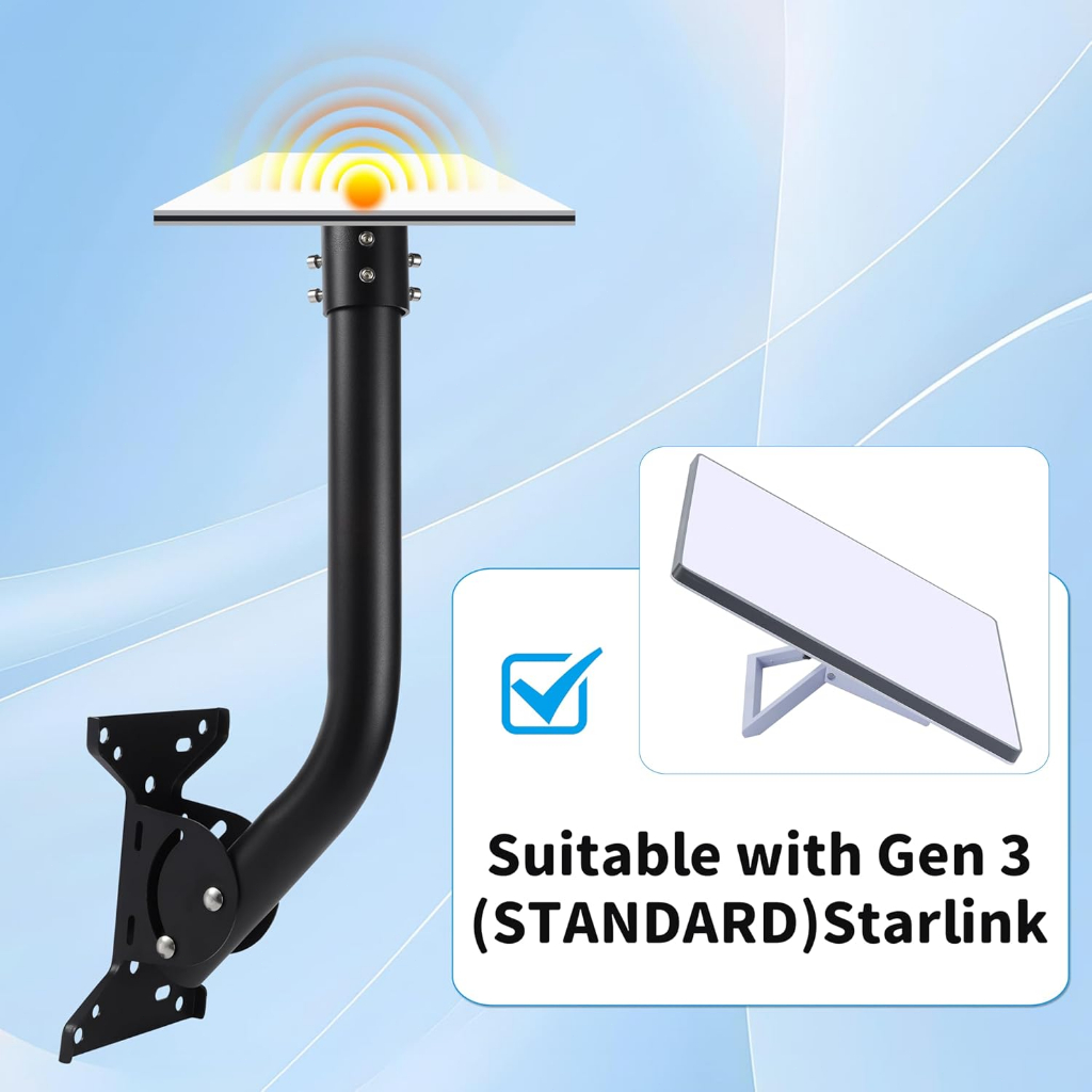 Suporte de Montagem em Parede/Telhado Starlink Gen 3 | Ajuste 360° | Aço Resistente | Kit Completo