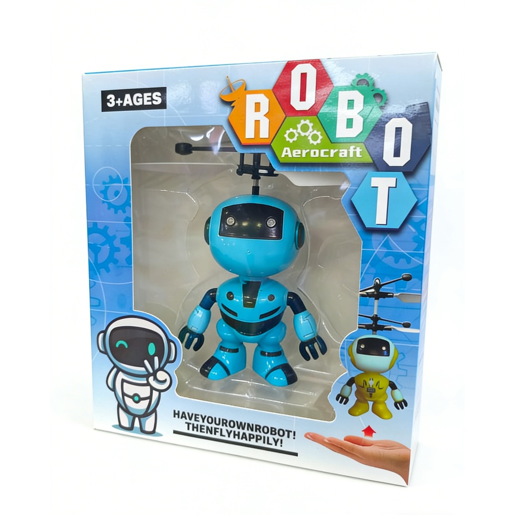 Brinquedo Robô Voador por Indução para Crianças, Drone Helicóptero Controlado por Mão com Luz LED, Aeronave Recarregável
