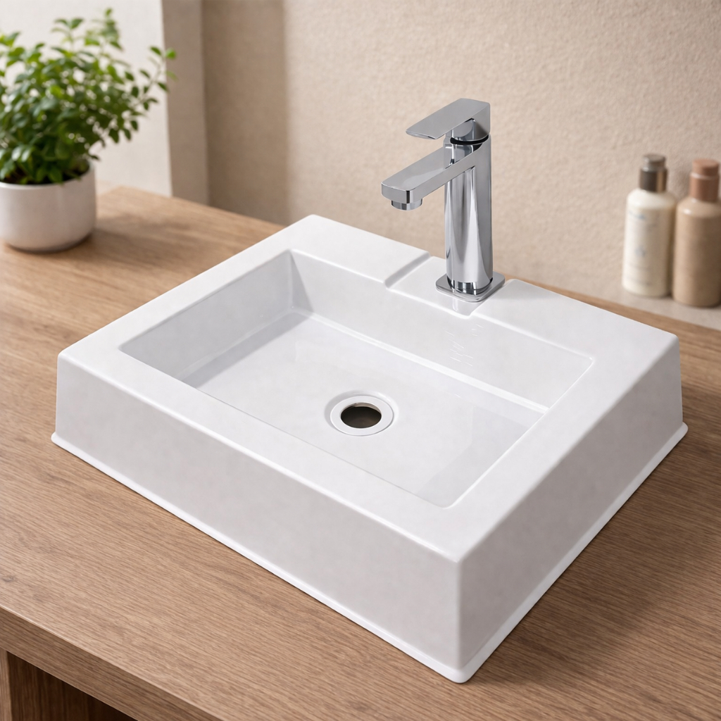 Cuba de Sobrepor para Banheiro Preta ou Branca Pia Moderna Resistente para Lavabo e Bancada