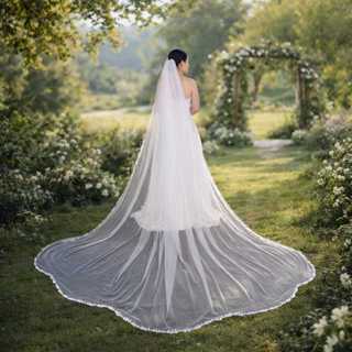 Véu Longo Branco Off White Com Renda na Borda Delicada Com Pente Para Noiva Casamento Festa Civil 300x250cm em Oferta na Shopee