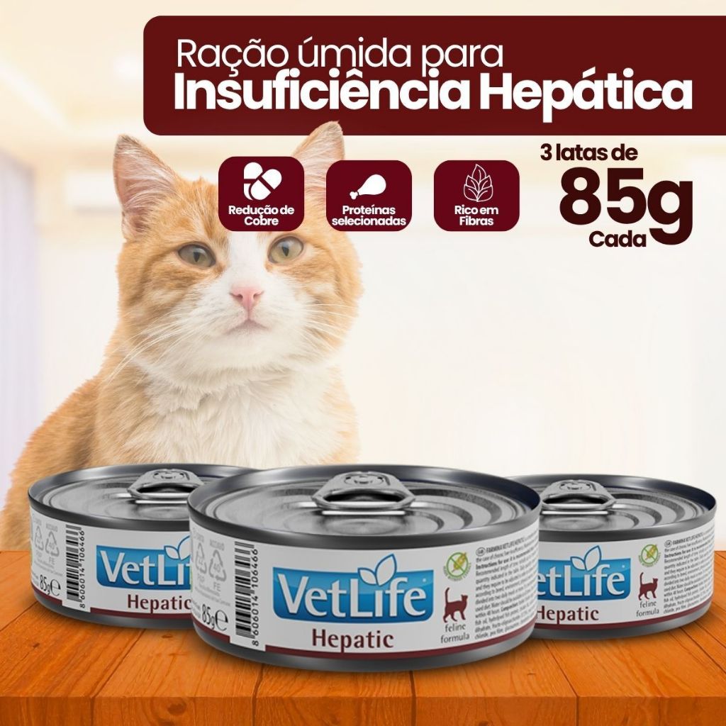 Kit com 3 Ração Úmida Vet Life Hepatic Gatos 85g em Oferta na Shopee