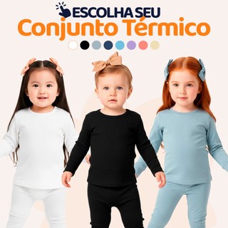 Conjunto Térmico Bebê Menina Baby Blusa e Calça Manga Longa Roupa de Frio Inverno Feminin…