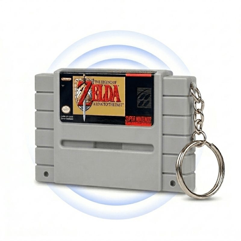 Chaveiro Super Nintendo Mini Cartucho Retro Cinza com Tecnologia NFC para Abrir Jogos SNES no Smartphone