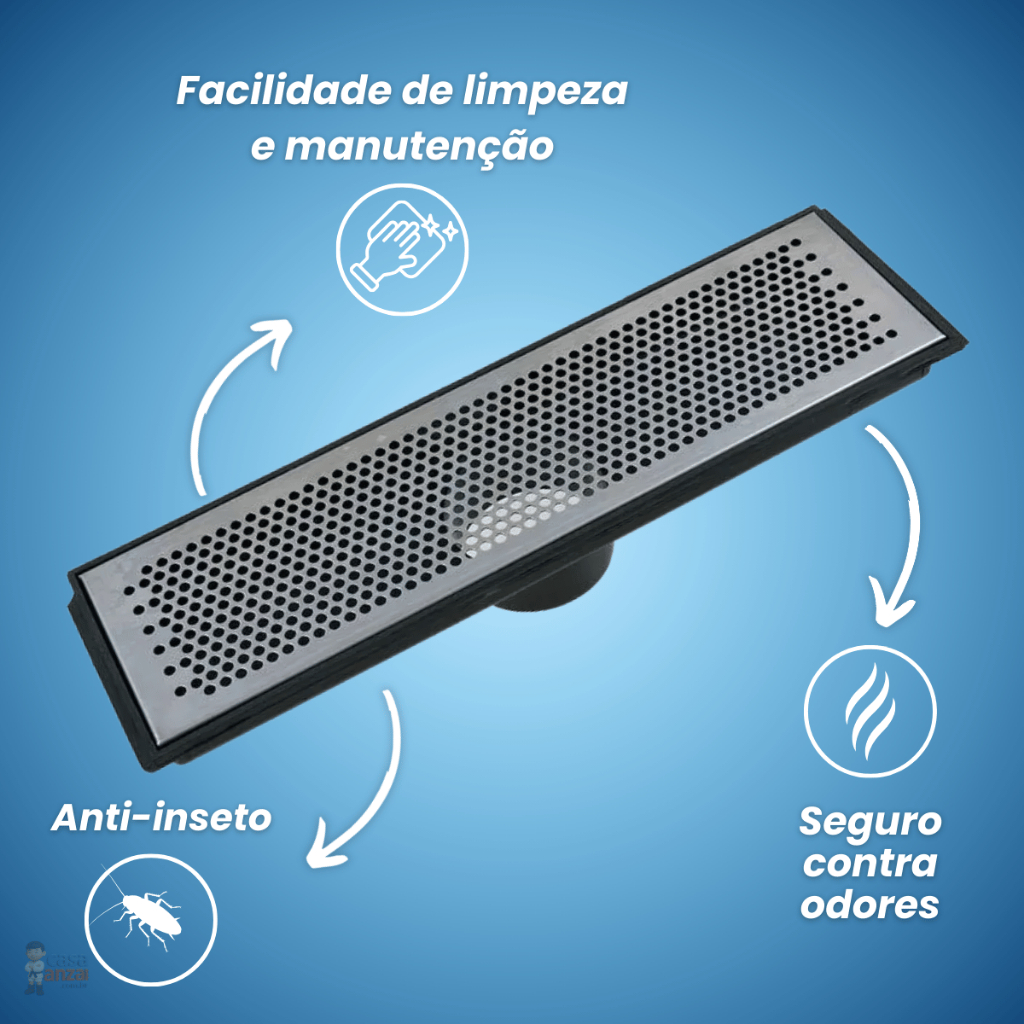 Grelha Ralo Linear Inox 15x50cm com Caixa Coletora PVC