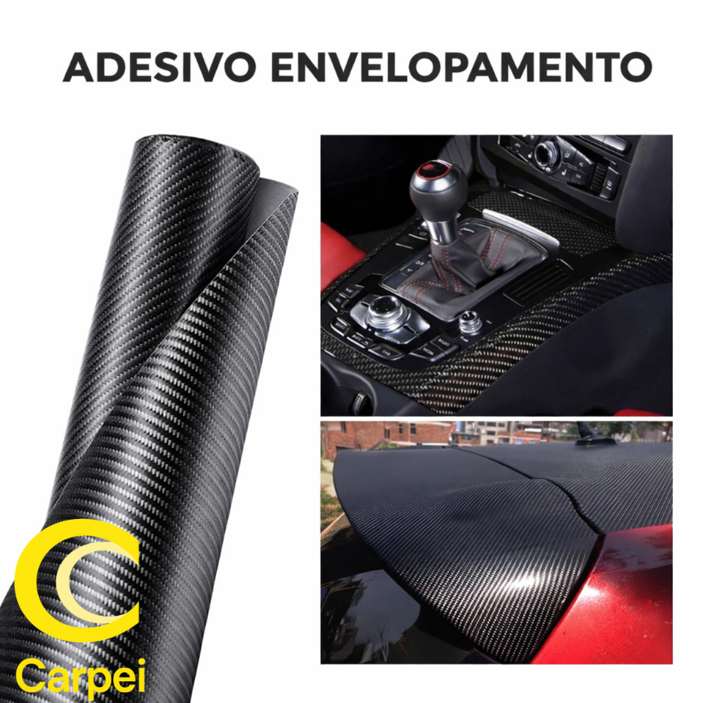 Papel Adesivo Decorativo Envelopamento Premium Automotivo Painel Aerofolio Fibra de Carbono 4D 5D Á Prova d' Água Carpei