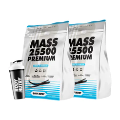 2x Suplemento Hipercalórico MASS 25500 3kg + Coqueteleira 600ml | Massa e Força - Body Nutry
