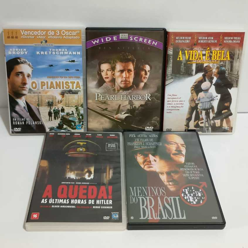 DVD Kit Filmes O Pianista - A Queda - A Vida É Bela - Pearl Harbor - Meninos do Brasil (5 DVD) Usado