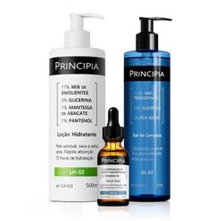 Principia Kit Limpeza e Hidratação c/ Loção Hidratante Corporal LH-02 + Sérum Hialurônicos AH-02 + Gel de Limpeza GL-02