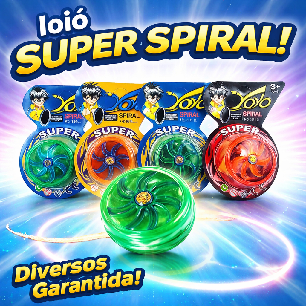 Ioiô Spiral Infantil com Luz de LED, Brinquedo Profissional com Rolamento e Yoyo Responsivo