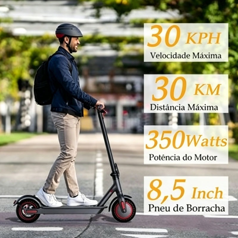 Patinete Elétrico Adulto 350W 36V, Bateria 7.5AH, 30km Alcance, Bluetooth, Portátil, Rodas 17 em Oferta na Shopee